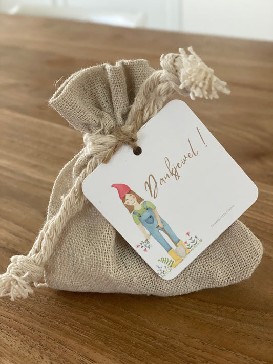 Merci graines prairie de fleurs sauvages dans un sac en lin