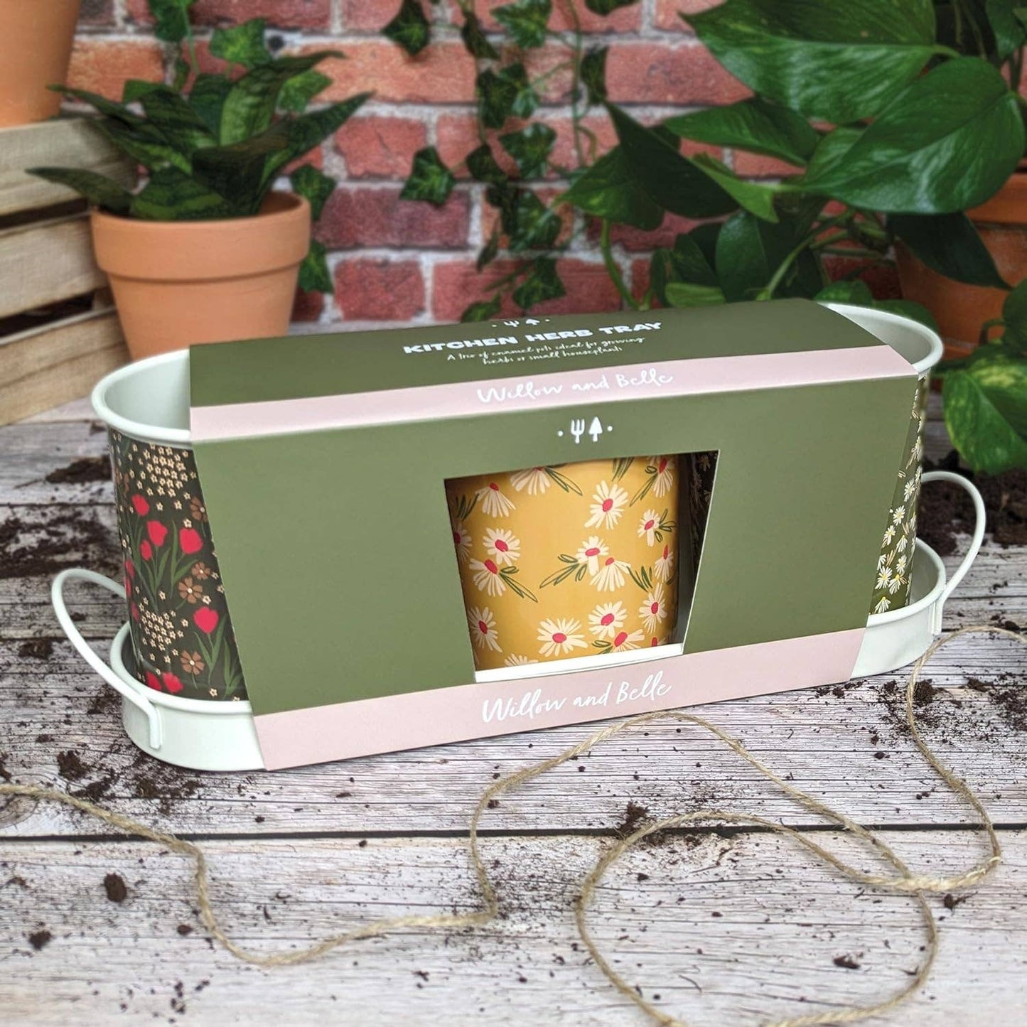 Kruidenpotjes met schaaltje – set van 3