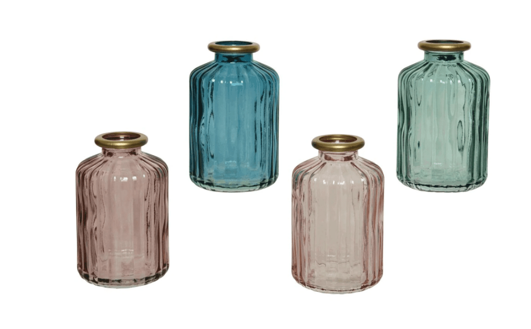 flesvaasje gekleurd met gouden randje - Tuinkabouter Chrisje