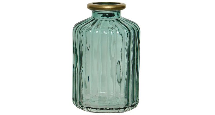 flesvaasje gekleurd met gouden randje - Tuinkabouter Chrisje