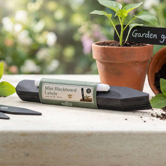 Krijtbord plantenlabels 15 cm – 10 stuks + wit potlood - Tuinkabouter Chrisje