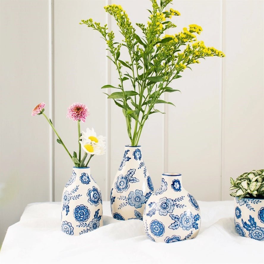 Mini Vazen - bloemenmotief - set van 3 - Tuinkabouter Chrisje