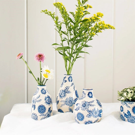 Mini Vazen - bloemenmotief - set van 3 - Tuinkabouter Chrisje