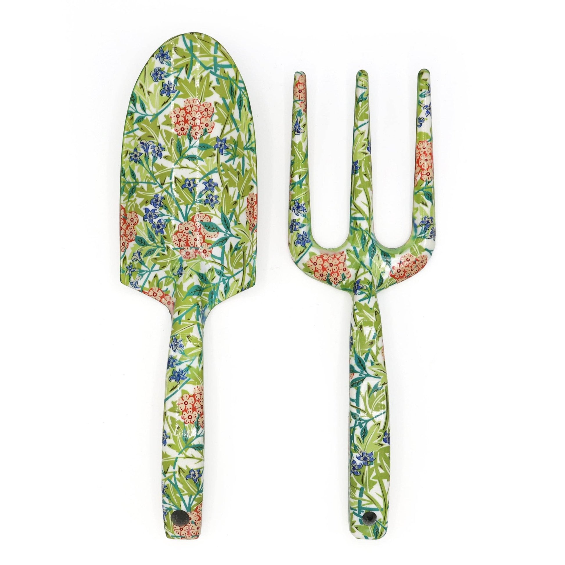 Orange Grove tuingereedschapset met vork en troffel - William Morris Jasmine Design - Tuinkabouter Chrisje